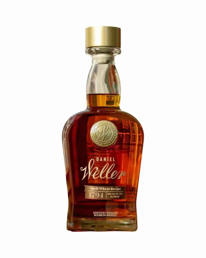 Bottle of Daniel Weller bourbon whiskey on a white background